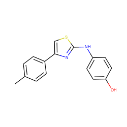 Cc1ccc(-c2csc(Nc3ccc(O)cc3)n2)cc1 ZINC000000460395