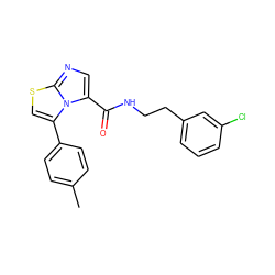 Cc1ccc(-c2csc3ncc(C(=O)NCCc4cccc(Cl)c4)n23)cc1 ZINC000098174436