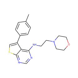 Cc1ccc(-c2csc3ncnc(NCCN4CCOCC4)c23)cc1 ZINC000019884729