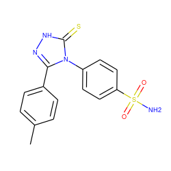 Cc1ccc(-c2n[nH]c(=S)n2-c2ccc(S(N)(=O)=O)cc2)cc1 ZINC000103270360