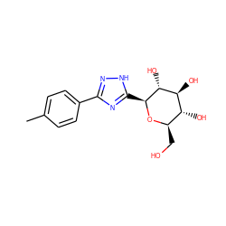 Cc1ccc(-c2n[nH]c([C@@H]3O[C@H](CO)[C@@H](O)[C@H](O)[C@H]3O)n2)cc1 ZINC000169311031