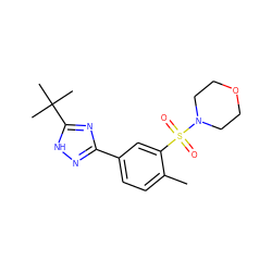 Cc1ccc(-c2n[nH]c(C(C)(C)C)n2)cc1S(=O)(=O)N1CCOCC1 ZINC000040403859