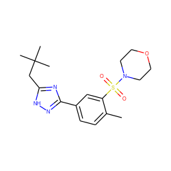 Cc1ccc(-c2n[nH]c(CC(C)(C)C)n2)cc1S(=O)(=O)N1CCOCC1 ZINC000040900980