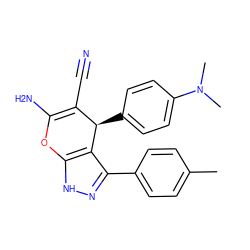 Cc1ccc(-c2n[nH]c3c2[C@H](c2ccc(N(C)C)cc2)C(C#N)=C(N)O3)cc1 ZINC000000985584