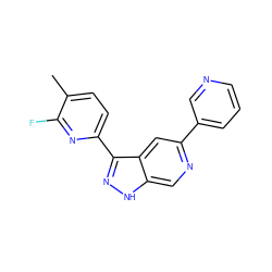 Cc1ccc(-c2n[nH]c3cnc(-c4cccnc4)cc23)nc1F ZINC000205261750