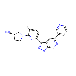 Cc1ccc(-c2n[nH]c3cnc(-c4cccnc4)cc23)nc1N1CC[C@H](N)C1 ZINC000205248782