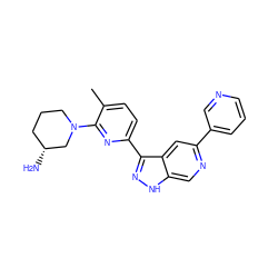 Cc1ccc(-c2n[nH]c3cnc(-c4cccnc4)cc23)nc1N1CCC[C@@H](N)C1 ZINC000205250746