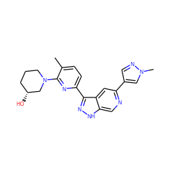 Cc1ccc(-c2n[nH]c3cnc(-c4cnn(C)c4)cc23)nc1N1CCC[C@@H](O)C1 ZINC000205246800