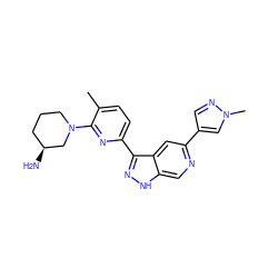 Cc1ccc(-c2n[nH]c3cnc(-c4cnn(C)c4)cc23)nc1N1CCC[C@H](N)C1 ZINC000205243722