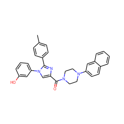 Cc1ccc(-c2nc(C(=O)N3CCN(c4ccc5ccccc5c4)CC3)cn2-c2cccc(O)c2)cc1 ZINC000040407721