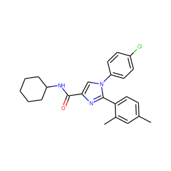 Cc1ccc(-c2nc(C(=O)NC3CCCCC3)cn2-c2ccc(Cl)cc2)c(C)c1 ZINC000028702460