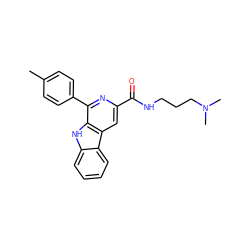 Cc1ccc(-c2nc(C(=O)NCCCN(C)C)cc3c2[nH]c2ccccc23)cc1 ZINC000020611441