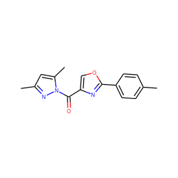 Cc1ccc(-c2nc(C(=O)n3nc(C)cc3C)co2)cc1 ZINC001772639707