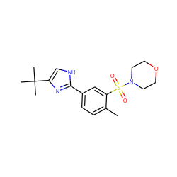 Cc1ccc(-c2nc(C(C)(C)C)c[nH]2)cc1S(=O)(=O)N1CCOCC1 ZINC000040828693