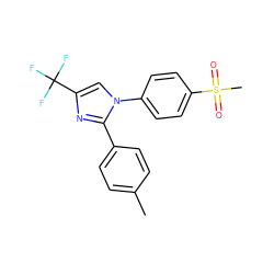 Cc1ccc(-c2nc(C(F)(F)F)cn2-c2ccc(S(C)(=O)=O)cc2)cc1 ZINC000013762092