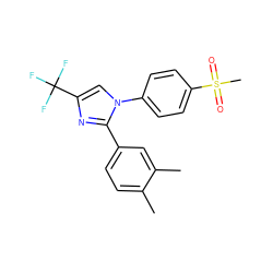 Cc1ccc(-c2nc(C(F)(F)F)cn2-c2ccc(S(C)(=O)=O)cc2)cc1C ZINC000003814606