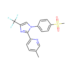 Cc1ccc(-c2nc(C(F)(F)F)cn2-c2ccc(S(C)(=O)=O)cc2)nc1 ZINC000013812838