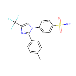 Cc1ccc(-c2nc(C(F)(F)F)cn2-c2ccc(S(N)(=O)=O)cc2)cc1 ZINC000013762100