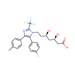 Cc1ccc(-c2nc(C(F)(F)F)n(CC[C@@H](O)C[C@@H](O)CC(=O)O)c2-c2ccc(F)cc2)cc1 ZINC000013833937