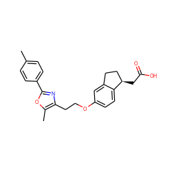 Cc1ccc(-c2nc(CCOc3ccc4c(c3)CC[C@H]4CC(=O)O)c(C)o2)cc1 ZINC000028951954