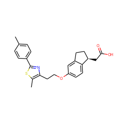 Cc1ccc(-c2nc(CCOc3ccc4c(c3)CC[C@H]4CC(=O)O)c(C)s2)cc1 ZINC000028951966