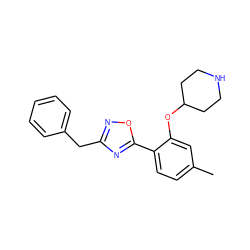 Cc1ccc(-c2nc(Cc3ccccc3)no2)c(OC2CCNCC2)c1 ZINC000218582788