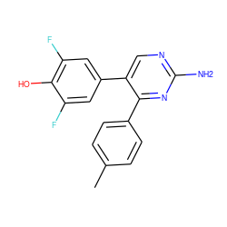 Cc1ccc(-c2nc(N)ncc2-c2cc(F)c(O)c(F)c2)cc1 ZINC000473088050