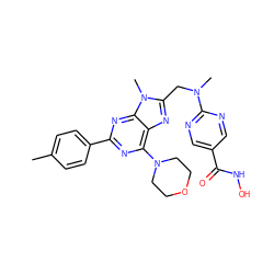 Cc1ccc(-c2nc(N3CCOCC3)c3nc(CN(C)c4ncc(C(=O)NO)cn4)n(C)c3n2)cc1 ZINC000653840586