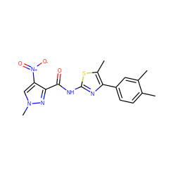 Cc1ccc(-c2nc(NC(=O)c3nn(C)cc3[N+](=O)[O-])sc2C)cc1C ZINC000000653353