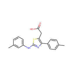 Cc1ccc(-c2nc(Nc3cccc(C)c3)sc2CC(=O)O)cc1 ZINC000000563355