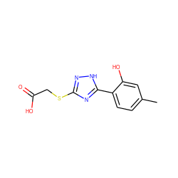 Cc1ccc(-c2nc(SCC(=O)O)n[nH]2)c(O)c1 ZINC000653633826