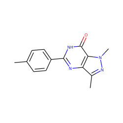 Cc1ccc(-c2nc3c(C)nn(C)c3c(=O)[nH]2)cc1 ZINC000028091231