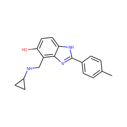 Cc1ccc(-c2nc3c(CNC4CC4)c(O)ccc3[nH]2)cc1 ZINC000084604836