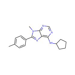 Cc1ccc(-c2nc3c(NC4CCCC4)ncnc3n2C)cc1 ZINC000136533597