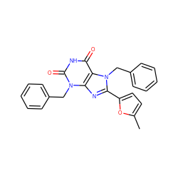 Cc1ccc(-c2nc3c(c(=O)[nH]c(=O)n3Cc3ccccc3)n2Cc2ccccc2)o1 ZINC000012546229