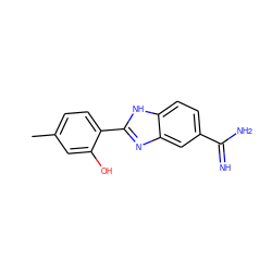 Cc1ccc(-c2nc3cc(C(=N)N)ccc3[nH]2)c(O)c1 ZINC000013863695