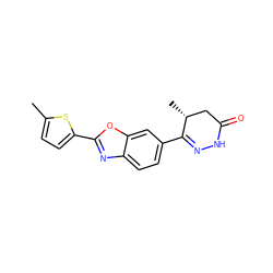 Cc1ccc(-c2nc3ccc(C4=NNC(=O)C[C@H]4C)cc3o2)s1 ZINC000168208304