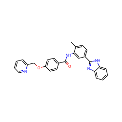 Cc1ccc(-c2nc3ccccc3[nH]2)cc1NC(=O)c1ccc(OCc2ccccn2)cc1 ZINC000084671936