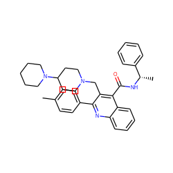 Cc1ccc(-c2nc3ccccc3c(C(=O)N[C@@H](C)c3ccccc3)c2CN2CCC(N3CCCCC3)CC2)cc1 ZINC001772619819