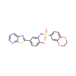 Cc1ccc(-c2nc3cccnc3s2)cc1NS(=O)(=O)c1ccc2c(c1)OCCO2 ZINC000008670412