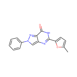 Cc1ccc(-c2nc3cn(-c4ccccc4)nc3c(=O)[nH]2)o1 ZINC000653767636