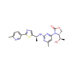 Cc1ccc(-c2ncc([C@H](C)Nc3nc(C)cc(N4C(=O)OC[C@@H]4[C@@H](C)O)n3)s2)cn1 ZINC000221674483