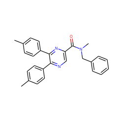 Cc1ccc(-c2ncc(C(=O)N(C)Cc3ccccc3)nc2-c2ccc(C)cc2)cc1 ZINC000028900224