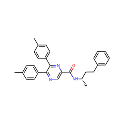 Cc1ccc(-c2ncc(C(=O)N[C@@H](C)CCc3ccccc3)nc2-c2ccc(C)cc2)cc1 ZINC000028900247