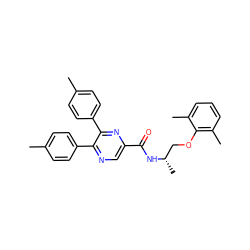 Cc1ccc(-c2ncc(C(=O)N[C@@H](C)COc3c(C)cccc3C)nc2-c2ccc(C)cc2)cc1 ZINC000028900259