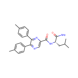 Cc1ccc(-c2ncc(C(=O)N[C@@H](CC(C)C)C(N)=O)nc2-c2ccc(C)cc2)cc1 ZINC000028900417