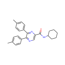 Cc1ccc(-c2ncc(C(=O)NC3CCCCC3)nc2-c2ccc(C)cc2)cc1 ZINC000028648889