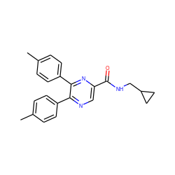 Cc1ccc(-c2ncc(C(=O)NCC3CC3)nc2-c2ccc(C)cc2)cc1 ZINC000028900234