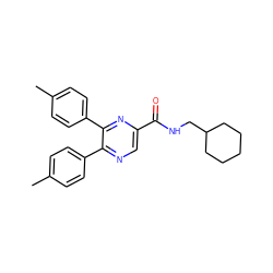 Cc1ccc(-c2ncc(C(=O)NCC3CCCCC3)nc2-c2ccc(C)cc2)cc1 ZINC000028900229