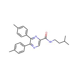 Cc1ccc(-c2ncc(C(=O)NCCC(C)C)nc2-c2ccc(C)cc2)cc1 ZINC000028900218